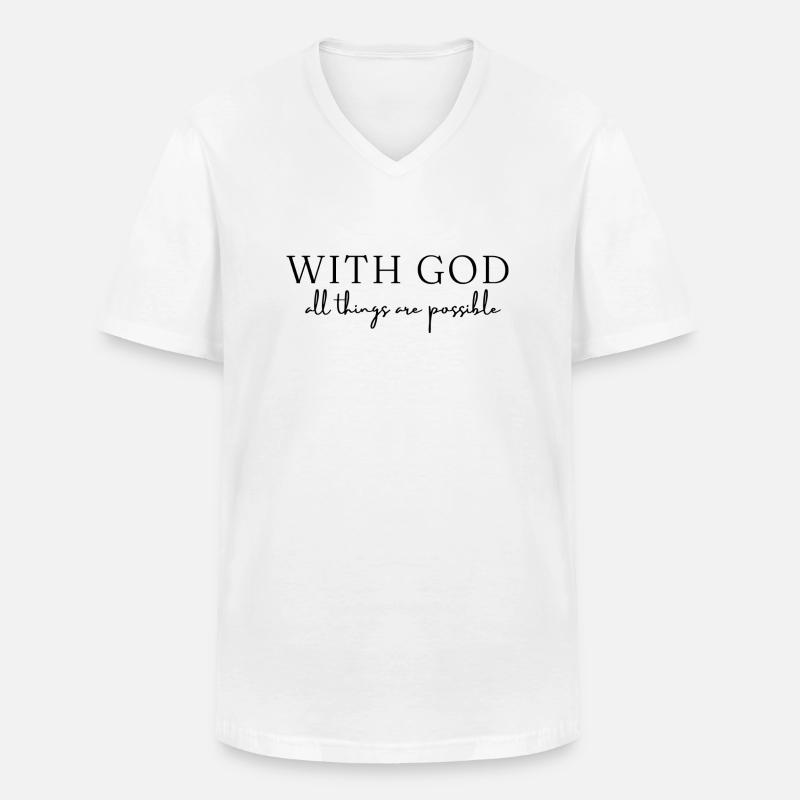 Mit Gott ist alles möglich - Männer-T-Shirt mit V-Ausschnitt - Weiß