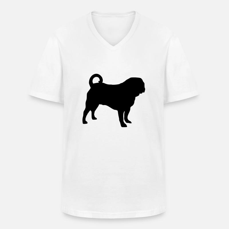 Mops - Männer-T-Shirt mit V-Ausschnitt - Weiß
