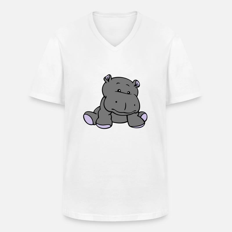 Hippo- / Nilpferd- / Flusspferd-Baby (3C) - Männer-T-Shirt mit V-Ausschnitt - Weiß