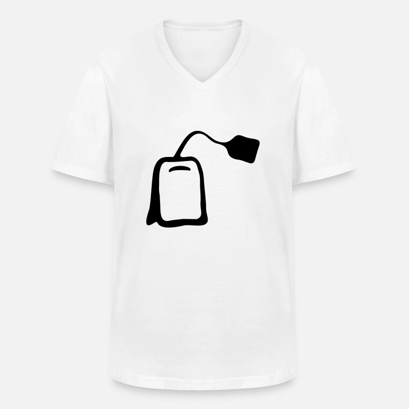 Teebeutel - Männer-T-Shirt mit V-Ausschnitt - Weiß