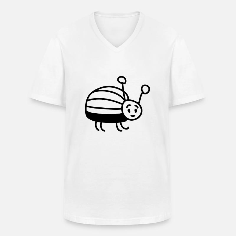 kleiner Käfer - line - Männer-T-Shirt mit V-Ausschnitt - Weiß
