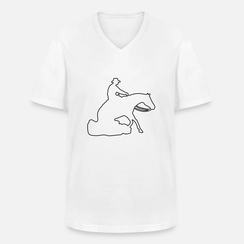 Sliding Stop Silhoutte Rand - Männer-T-Shirt mit V-Ausschnitt - Weiß