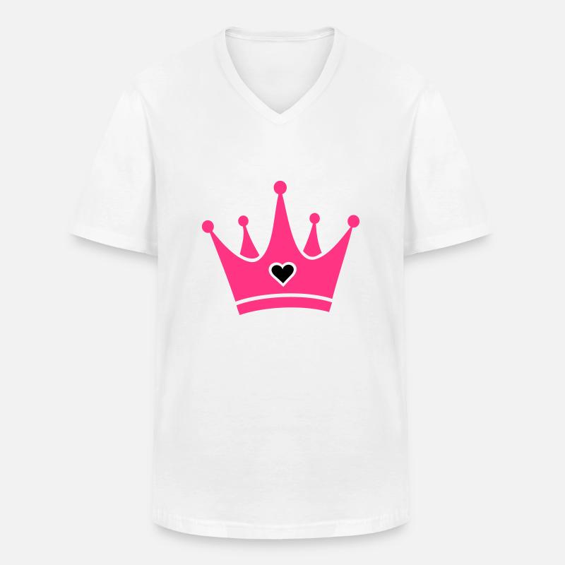 Krone mit Herz-Diamant - Männer-T-Shirt mit V-Ausschnitt - Weiß