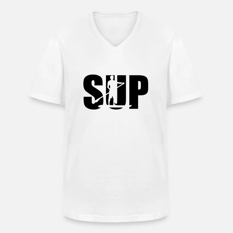 SUP - Männer-T-Shirt mit V-Ausschnitt - Weiß