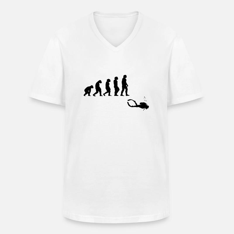 Evolution Tauchen mit Gerät - Männer-T-Shirt mit V-Ausschnitt - Weiß