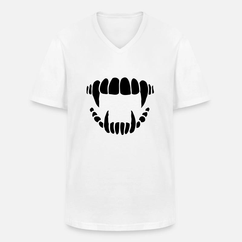 Conception de dents de vampire - T-shirt col V Homme - blanc