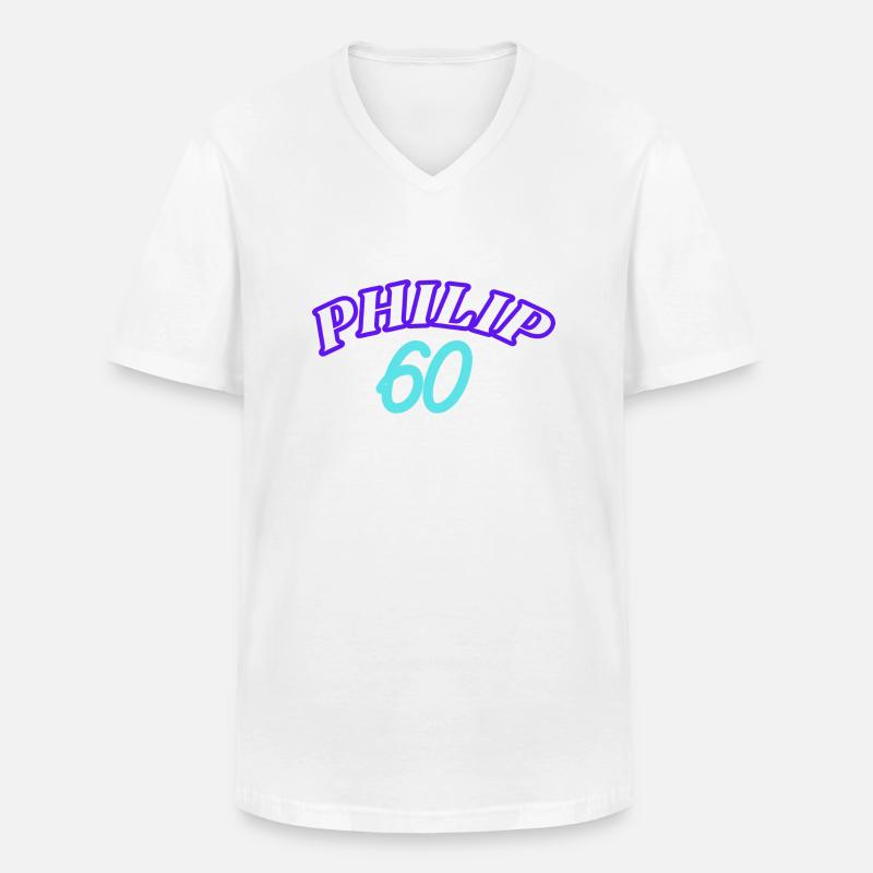Philip 60 - Männer-T-Shirt mit V-Ausschnitt - Weiß