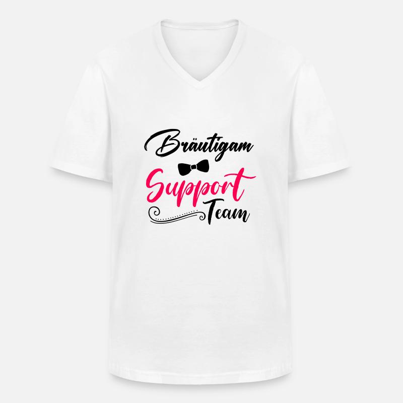bräutigam support team - Männer-T-Shirt mit V-Ausschnitt - Weiß