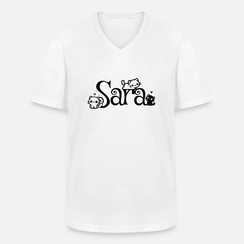 Sara Name Vorname Kätzchenname - Männer-T-Shirt mit V-Ausschnitt - Weiß