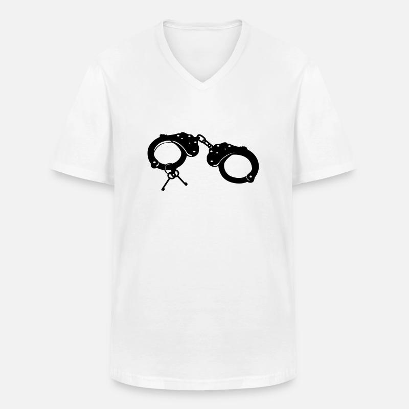 Handschellen - Junggesellenabschied - Männer-T-Shirt mit V-Ausschnitt - Weiß