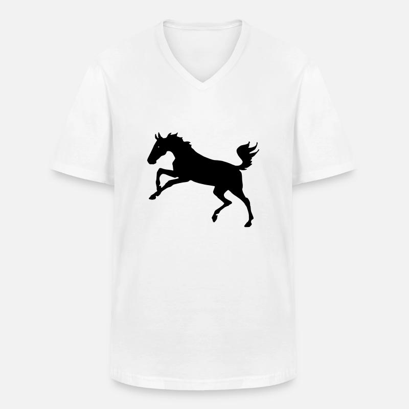 Springendes Pferd - Männer-T-Shirt mit V-Ausschnitt - Weiß