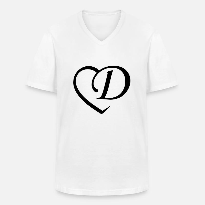 Liebe Buchstabe D - Männer-T-Shirt mit V-Ausschnitt - Weiß