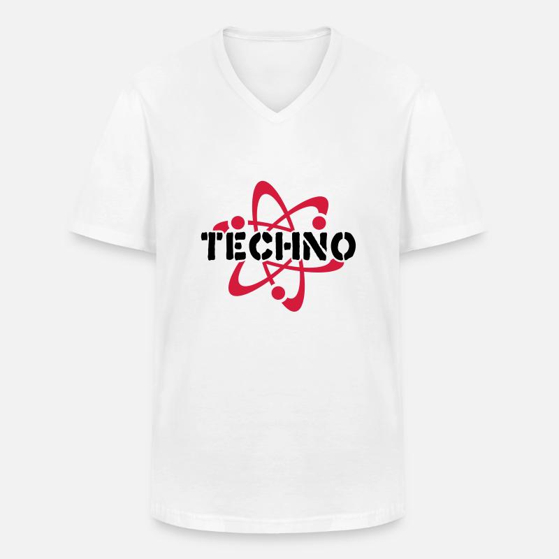 Techno__V003 - Männer-T-Shirt mit V-Ausschnitt - Weiß