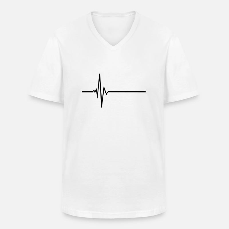 Puls - Frequenz - Männer-T-Shirt mit V-Ausschnitt - Weiß