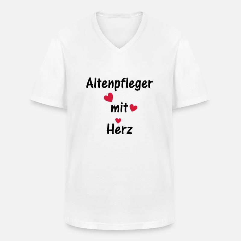 Altenpfleger mit Herz - Männer-T-Shirt mit V-Ausschnitt - Weiß