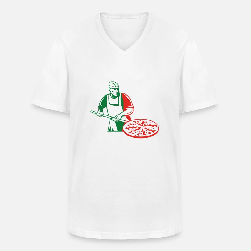 Pizzabäcker - Männer-T-Shirt mit V-Ausschnitt - Weiß