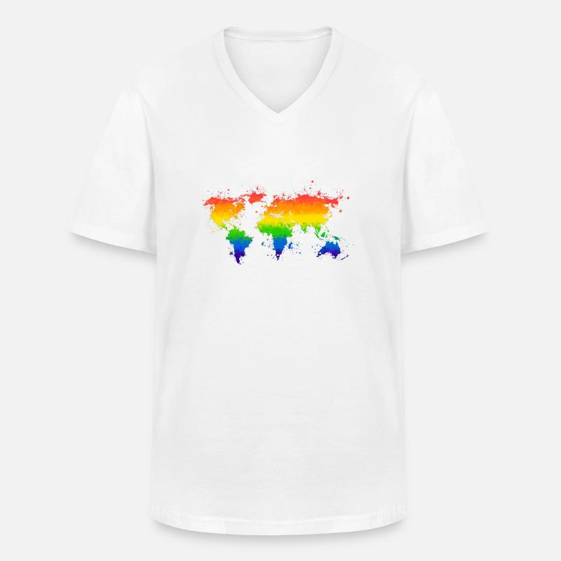A pride World - Männer-T-Shirt mit V-Ausschnitt - Weiß