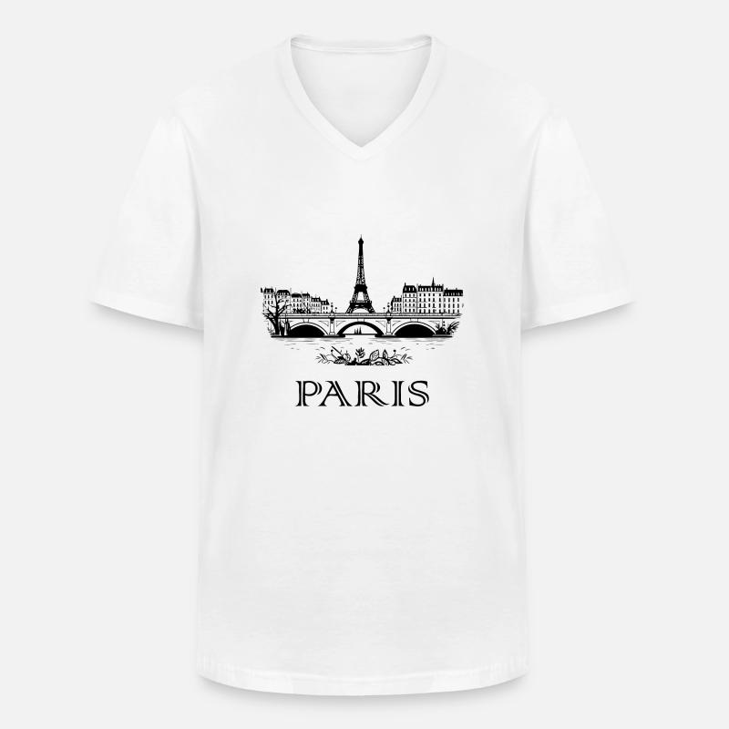 Paris - Männer-T-Shirt mit V-Ausschnitt - Weiß
