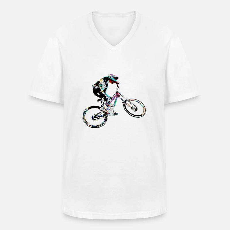 MTB MTB Downhill - Männer-T-Shirt mit V-Ausschnitt - Weiß