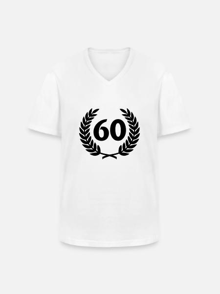 Laurel wreath & Number (60) - Men's V-Neck T-Shirt - white