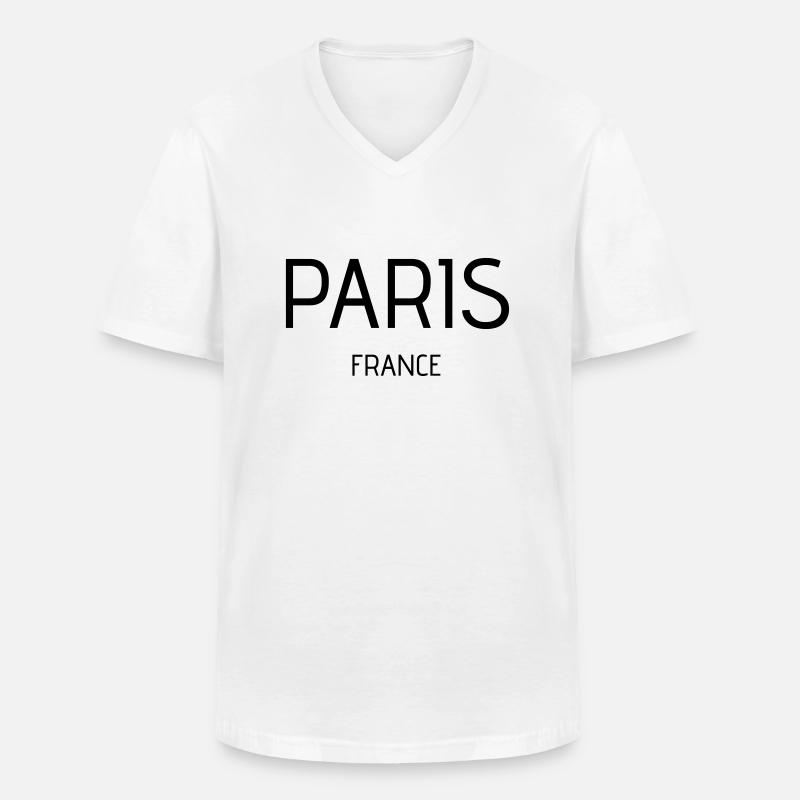 paris - Männer-T-Shirt mit V-Ausschnitt - Weiß