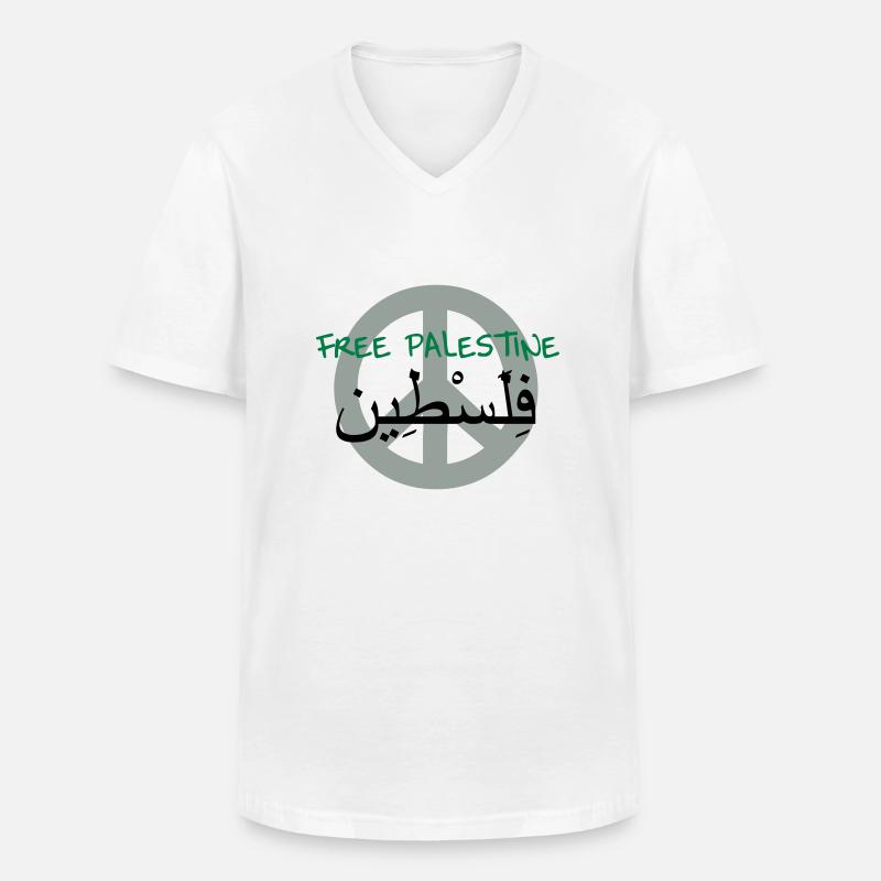 Palästina - Männer-T-Shirt mit V-Ausschnitt - Weiß