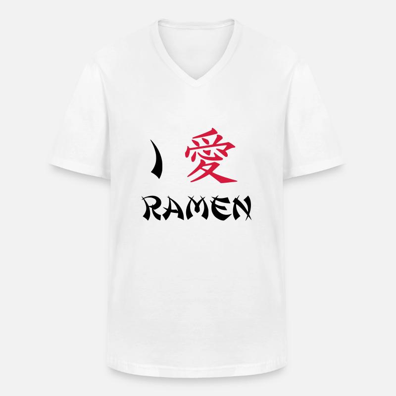 Ich liebe Ramen - Männer-T-Shirt mit V-Ausschnitt - Weiß