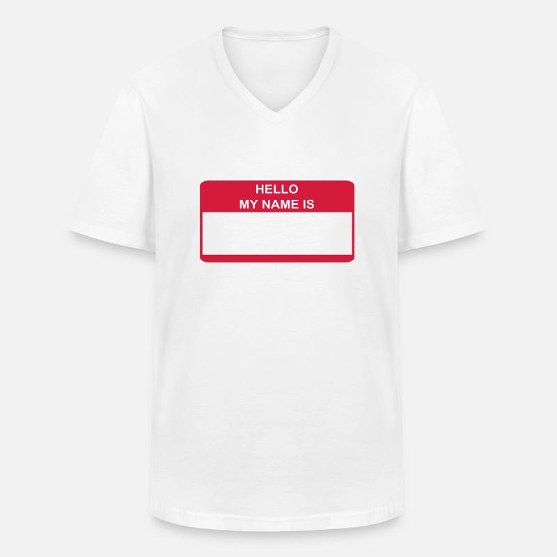 HELLO MY NAME IS Geschenkidee - Männer-T-Shirt mit V-Ausschnitt - Weiß