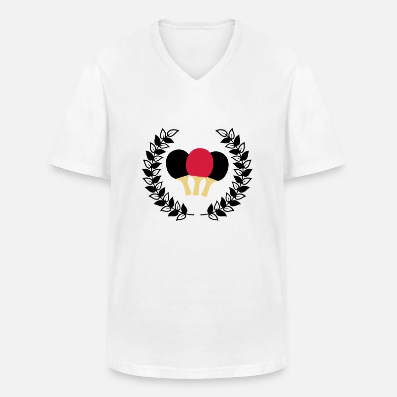 Tischtennis - Männer-T-Shirt mit V-Ausschnitt - Weiß