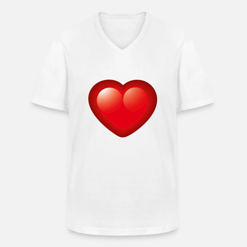 Smiley Heart - Männer-T-Shirt mit V-Ausschnitt - Weiß
