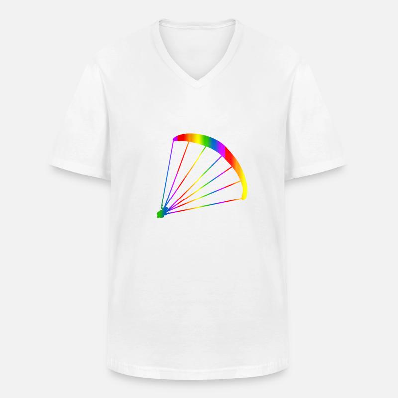 Bunter Gleitschirm Regenbogen - Männer-T-Shirt mit V-Ausschnitt - Weiß