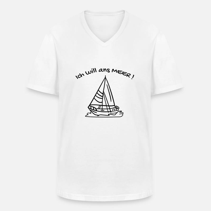 Ich will ans Meer ! - Männer-T-Shirt mit V-Ausschnitt - Weiß