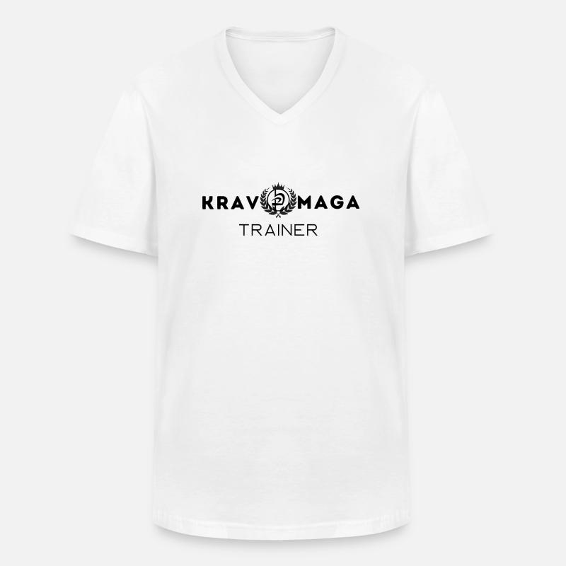 Krav Maga Trainer - Männer-T-Shirt mit V-Ausschnitt - Weiß