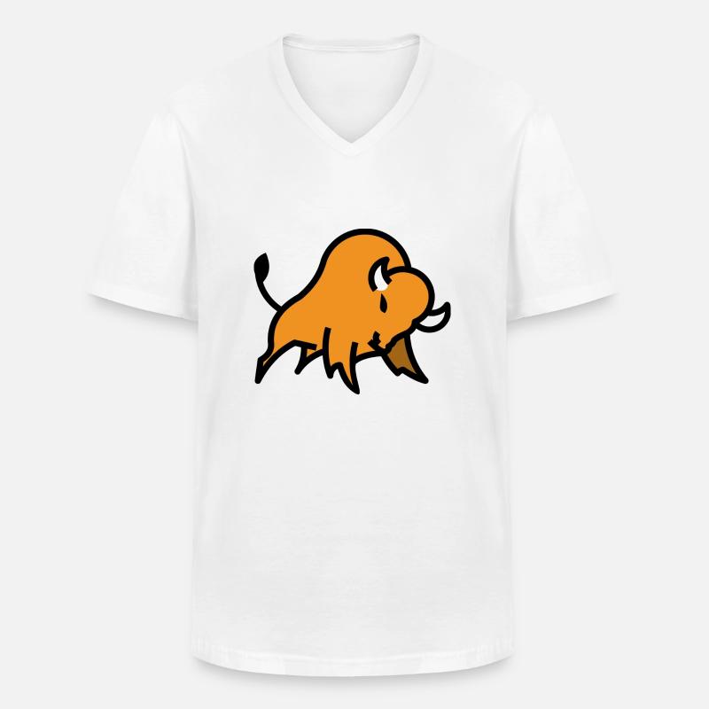 Bison logo - Männer-T-Shirt mit V-Ausschnitt - Weiß