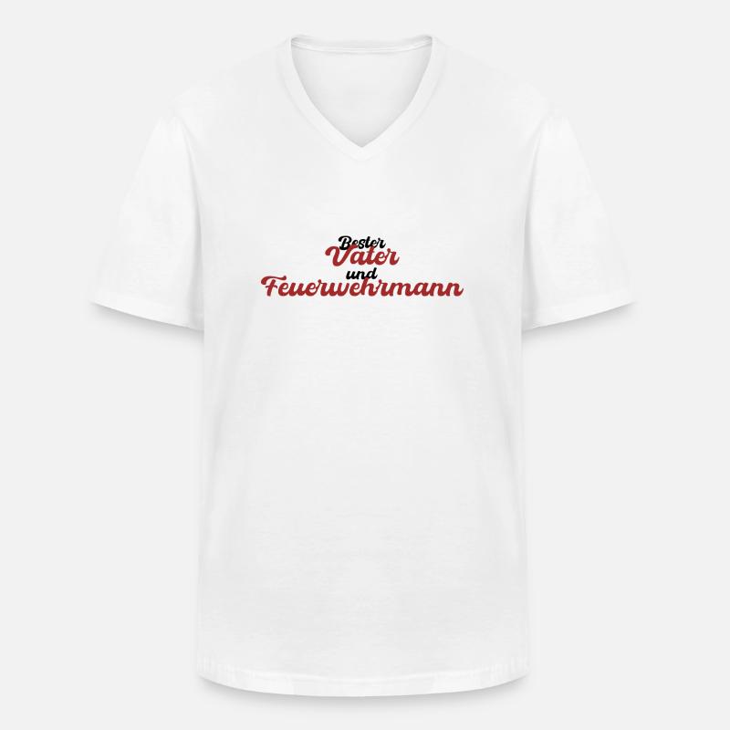 Bester Vater und Feuerwehrmann - Männer-T-Shirt mit V-Ausschnitt - Weiß