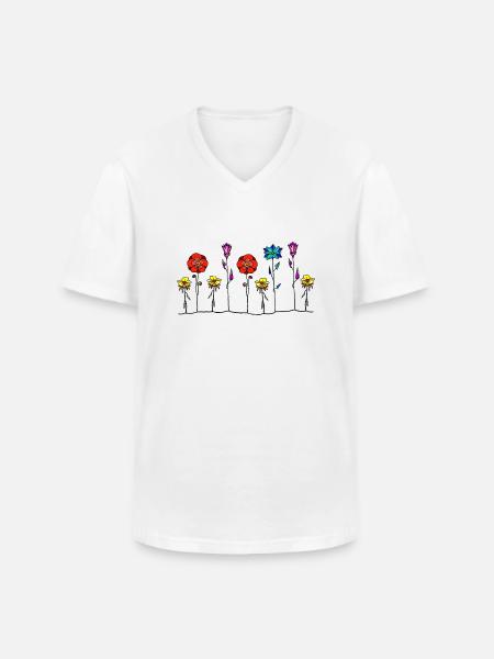 Blumen - Männer-T-Shirt mit V-Ausschnitt - Weiß