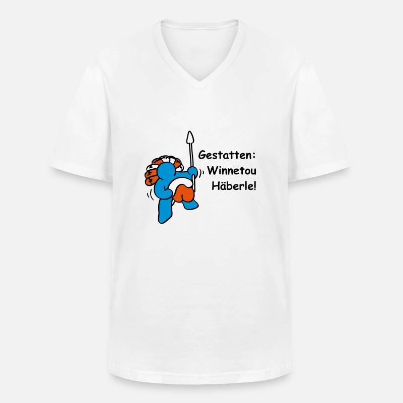 Winnetou Häberle - Männer-T-Shirt mit V-Ausschnitt - Weiß