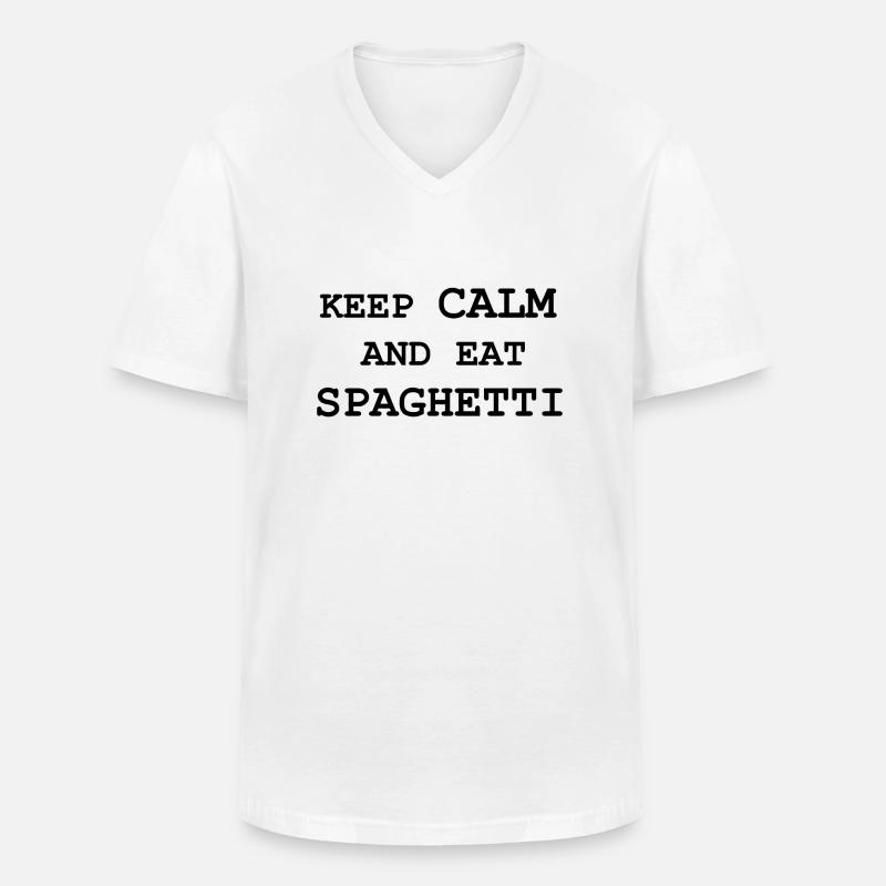 Spaghetti - Männer-T-Shirt mit V-Ausschnitt - Weiß