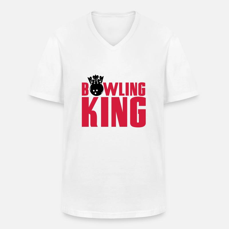 Bowling King - Männer-T-Shirt mit V-Ausschnitt - Weiß