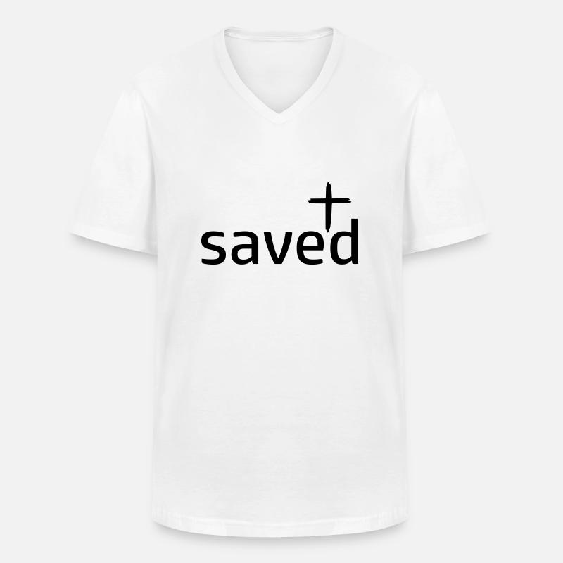 saved gerettet by csDesign - Männer-T-Shirt mit V-Ausschnitt - Weiß