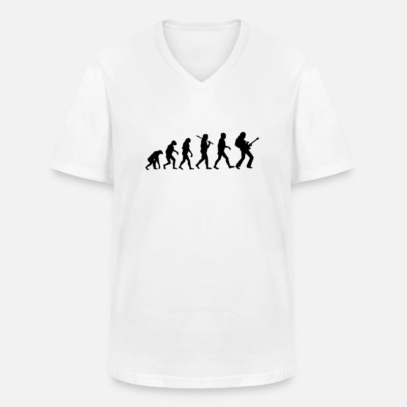 Evolution Rock Guitar - Männer-T-Shirt mit V-Ausschnitt - Weiß