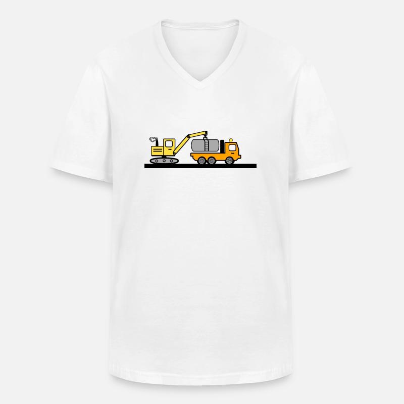 Bagger - Männer-T-Shirt mit V-Ausschnitt - Weiß