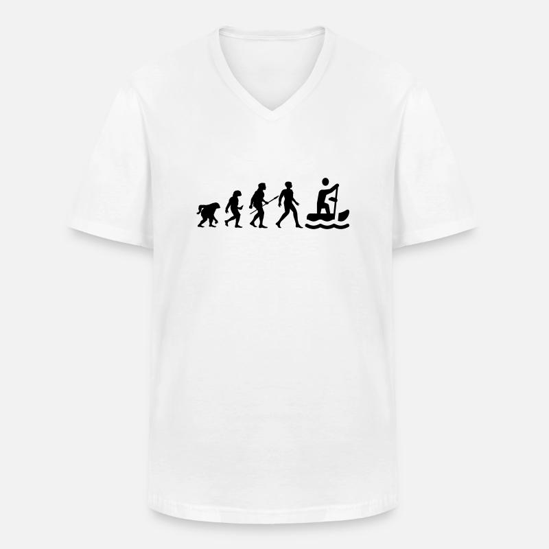 Cooles "Evolution Rudern Shirt“ Design - Männer-T-Shirt mit V-Ausschnitt - Weiß