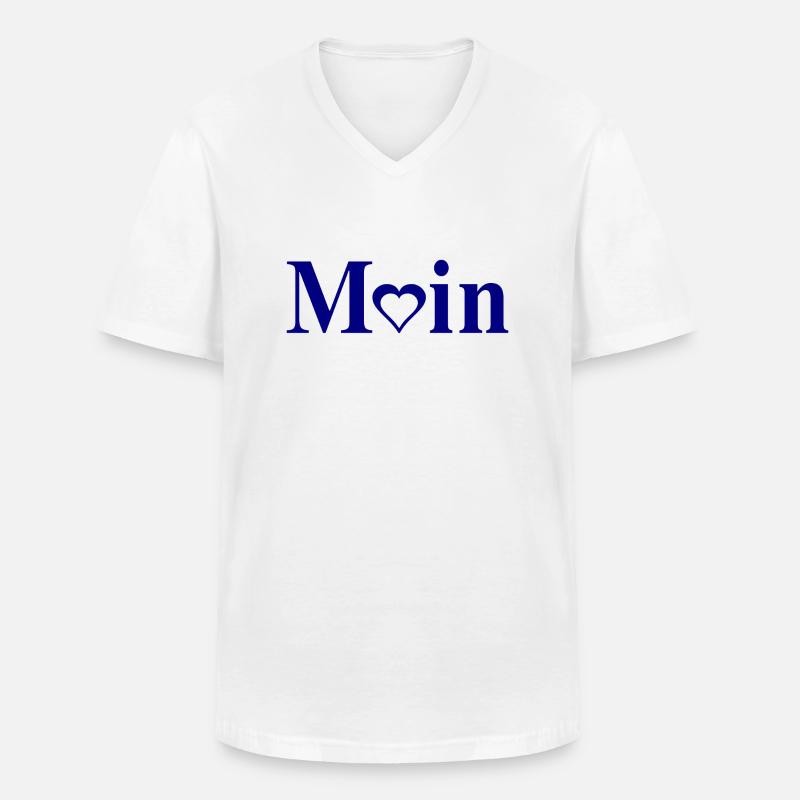 Moin mit Herzchen - Männer-T-Shirt mit V-Ausschnitt - Weiß