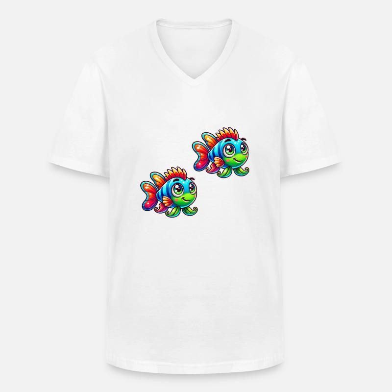 fish comic 2 - Männer-T-Shirt mit V-Ausschnitt - Weiß