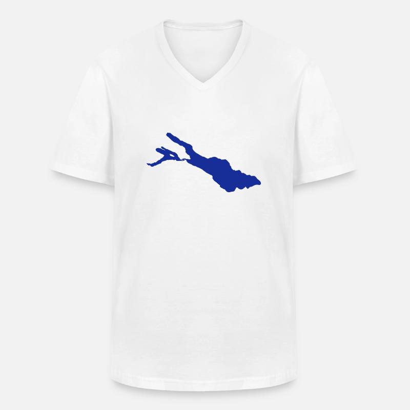 Bodensee - Männer-T-Shirt mit V-Ausschnitt - Weiß