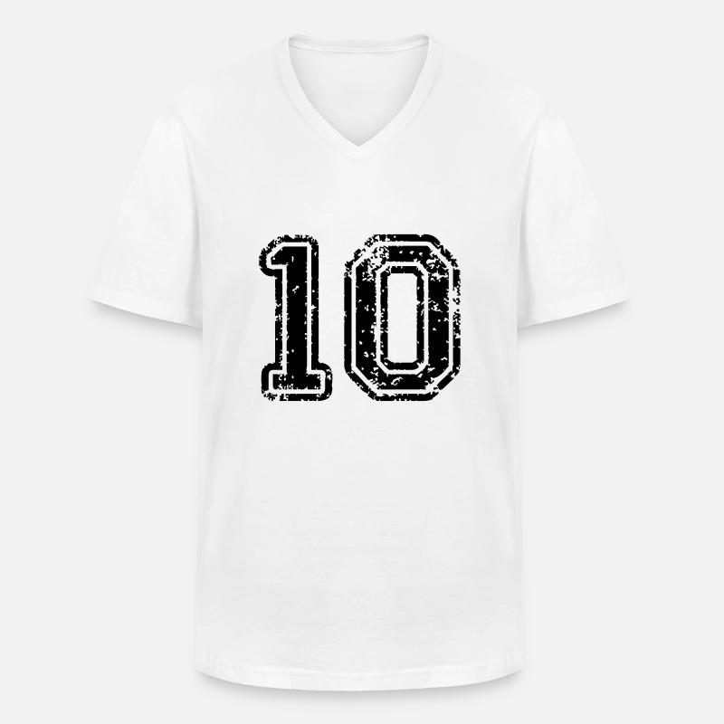 10 - Nummer - Männer-T-Shirt mit V-Ausschnitt - Weiß