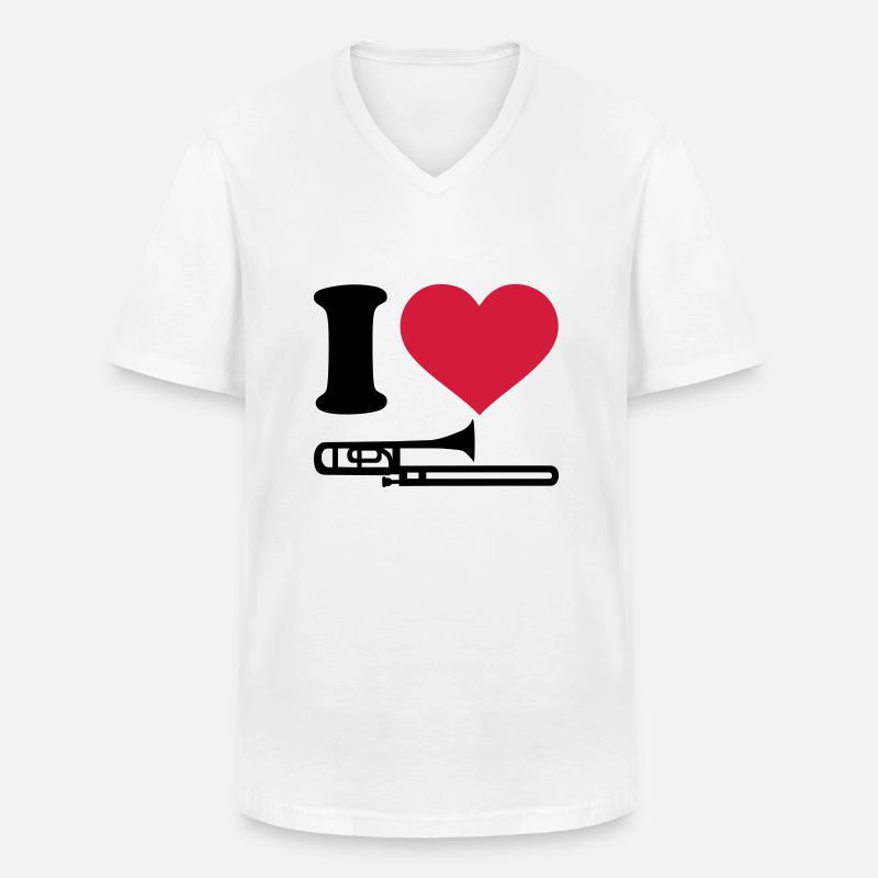 Posaune - Männer-T-Shirt mit V-Ausschnitt - Weiß