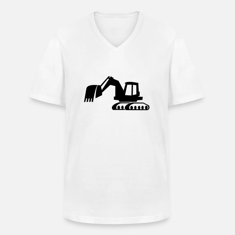 bagger_1 - Männer-T-Shirt mit V-Ausschnitt - Weiß
