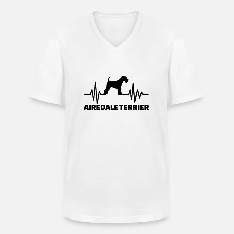 Airedale Terrier - Männer-T-Shirt mit V-Ausschnitt - Weiß